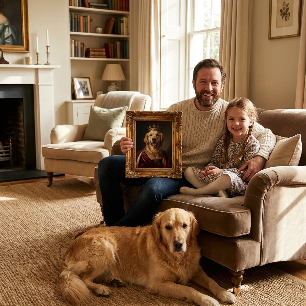 Customer with Renaissance pet portrait